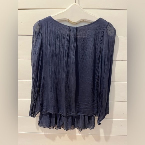 💙 Silk Blend Blouse with Crochet Detail – Carla Conti size S - Picture 10 of 10